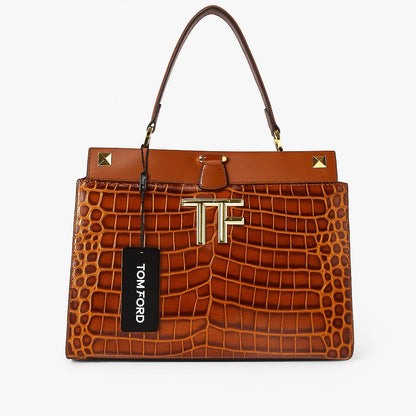 Tom Ford 'TF' Croc-Embossed Top Handle Bag