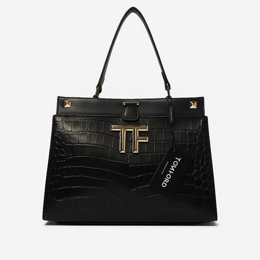 Tom Ford 'TF' Croc-Top Handle Bag